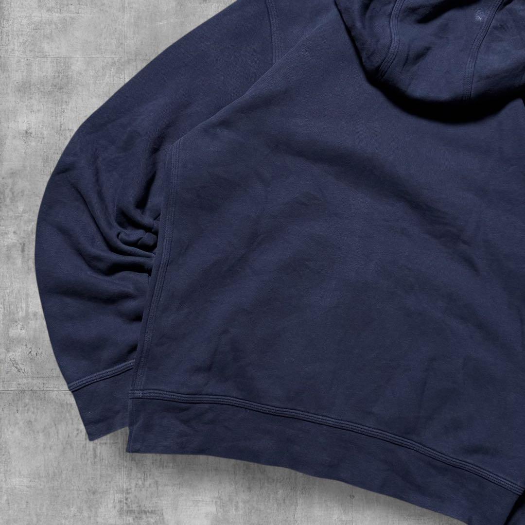 2461 古着NIKEナイキフルジップスウェットパーカー刺繍ロゴ短丈茄子紺Y2K