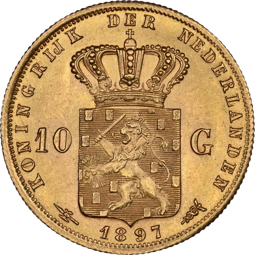 NGC-MS62 1897 ウィルヘルミナ 幼年期 金貨　ネーデルランド王国