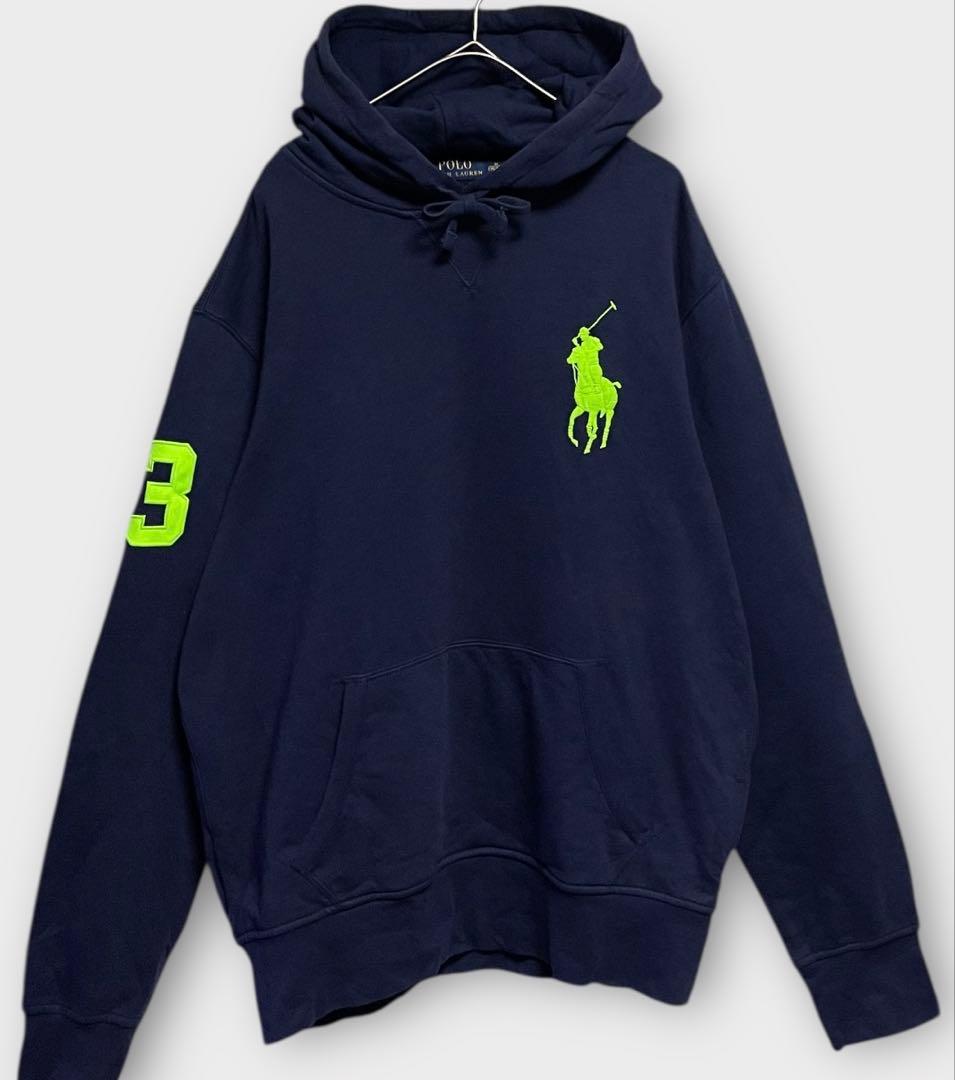 ポロ ラルフローレン ビッグポニー 刺繍 プルオーバー パーカー ネイビー