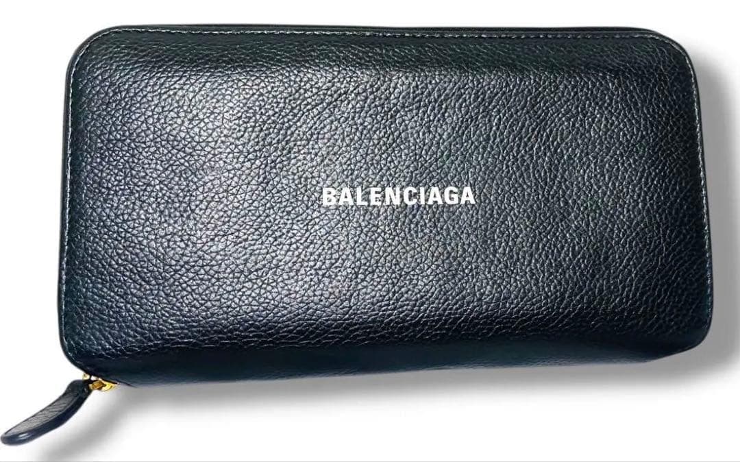 美品 バレンシアガ BALENCIAGA ラウンド ゴールド ファスナー 長財布