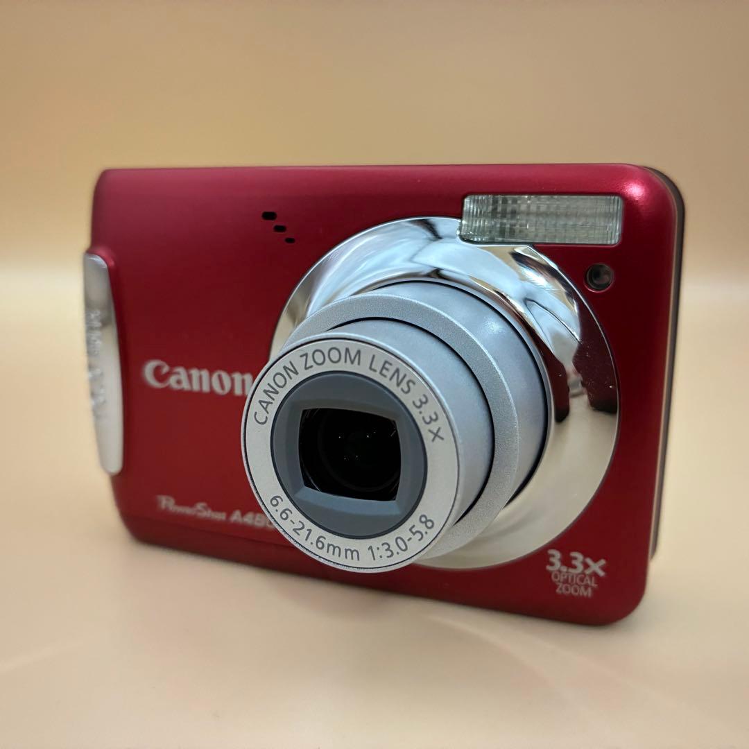 ★極美品★ Canon PowerShot A480 レッド 単3電池 箱