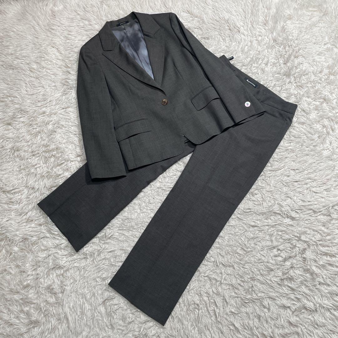 シルク混　アクアスキュータム　パンツスーツ　グレー　13 XL