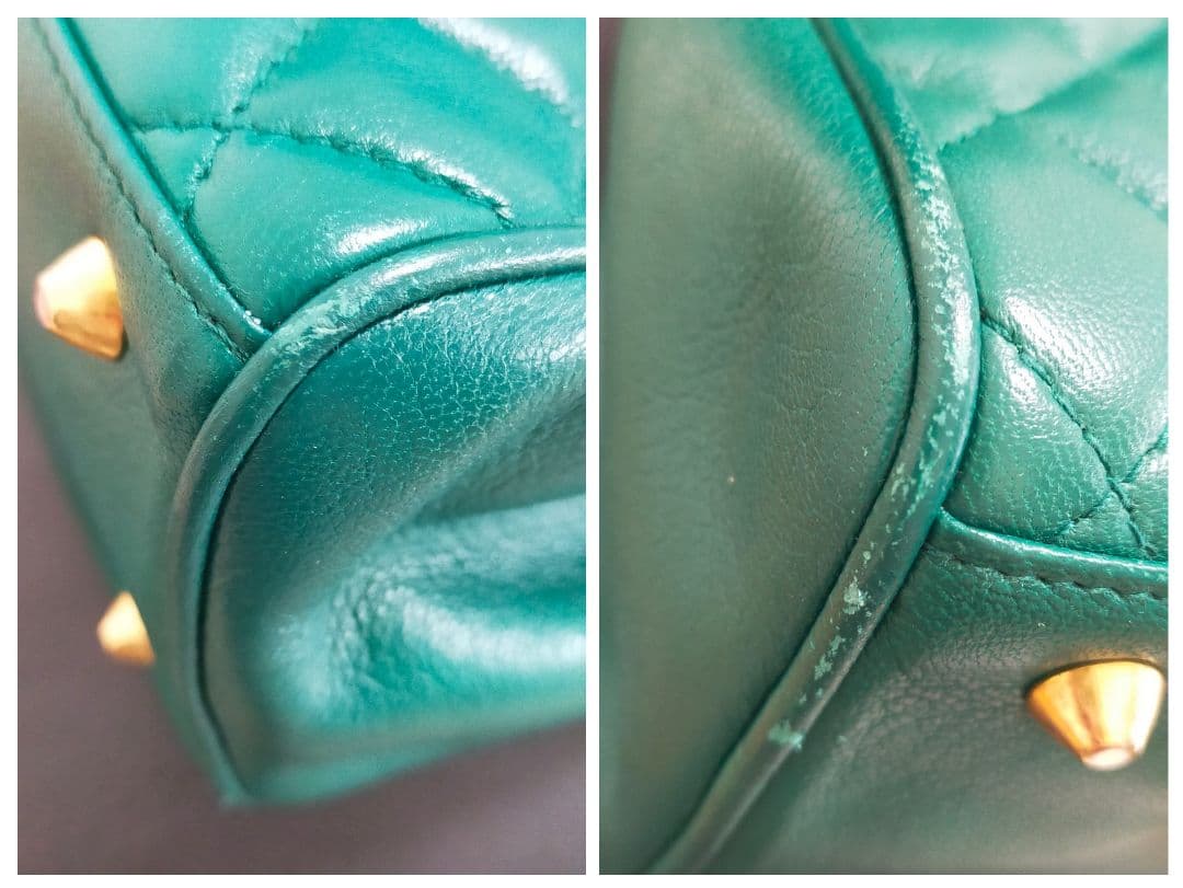 最終値下 GIVENCHY ジバンシー ラムレザー ハンドバッグ 緑 マトラッセ