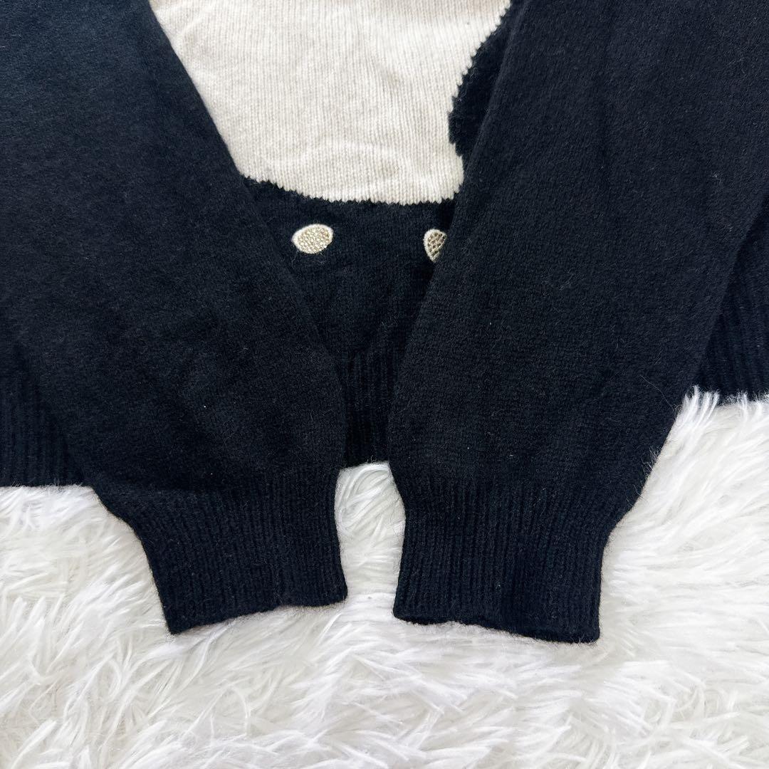 マックスマーラ ニット セーター カシミヤ M 黒 ハート ビッグロゴ 白タグ