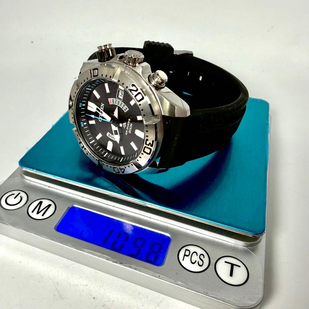 【極美品/稼働】シチズン エアダイバーズ200m デイト ソーラー 腕時計