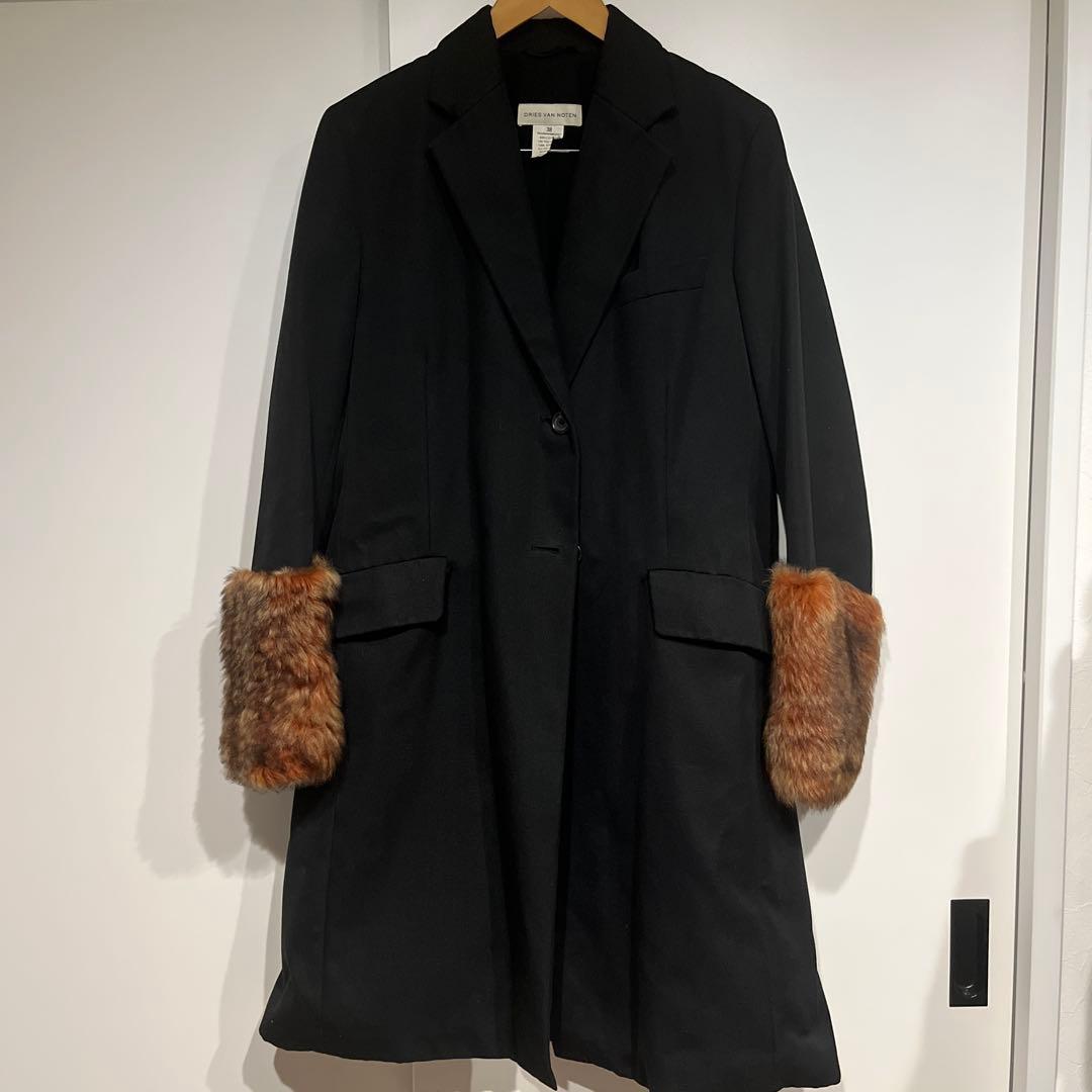 ドリスヴァンノッテン　袖ファー切り替えコート　希少