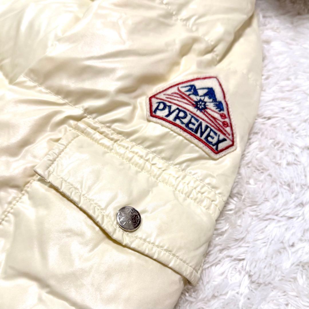 美品 2wayピレネックス ダウンジャケット M ロゴ ラクーンファー フード