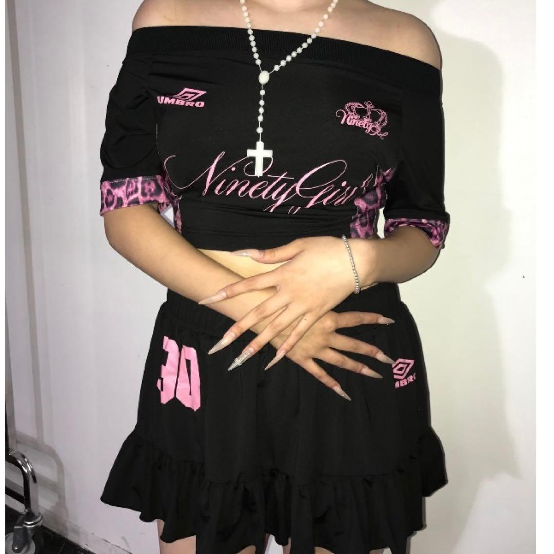 9090 girl × umbro Leopard Off Shoulder