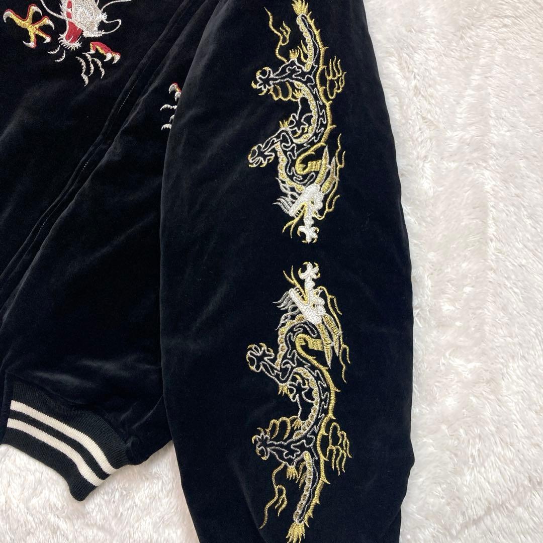 Hoshihime ホシヒメ 別珍 鷹龍 刺繍 ブラック 黒 LL スカジャン