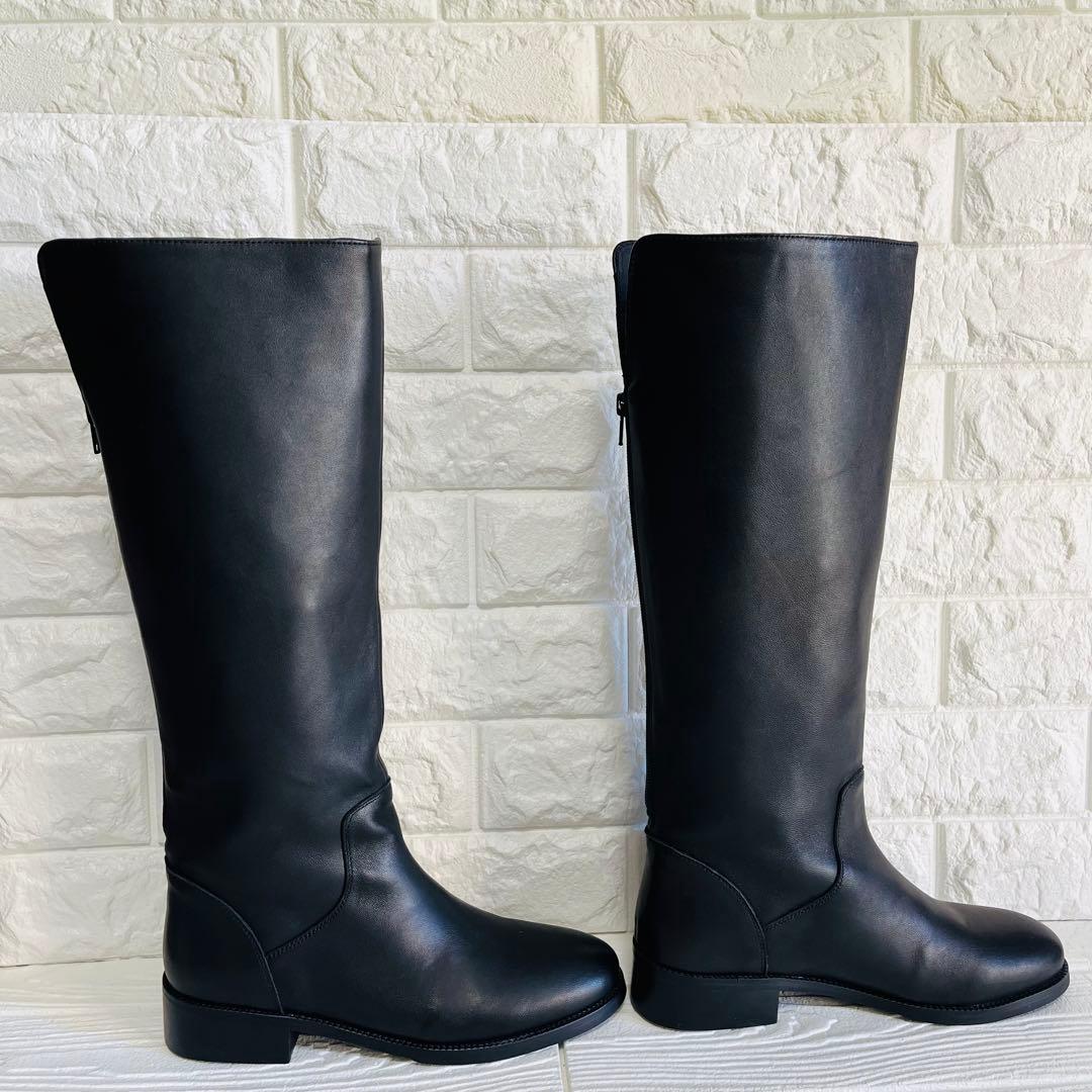 【極美品】REMME レザー ロングブーツ 黒 37 23.5 バックジップ