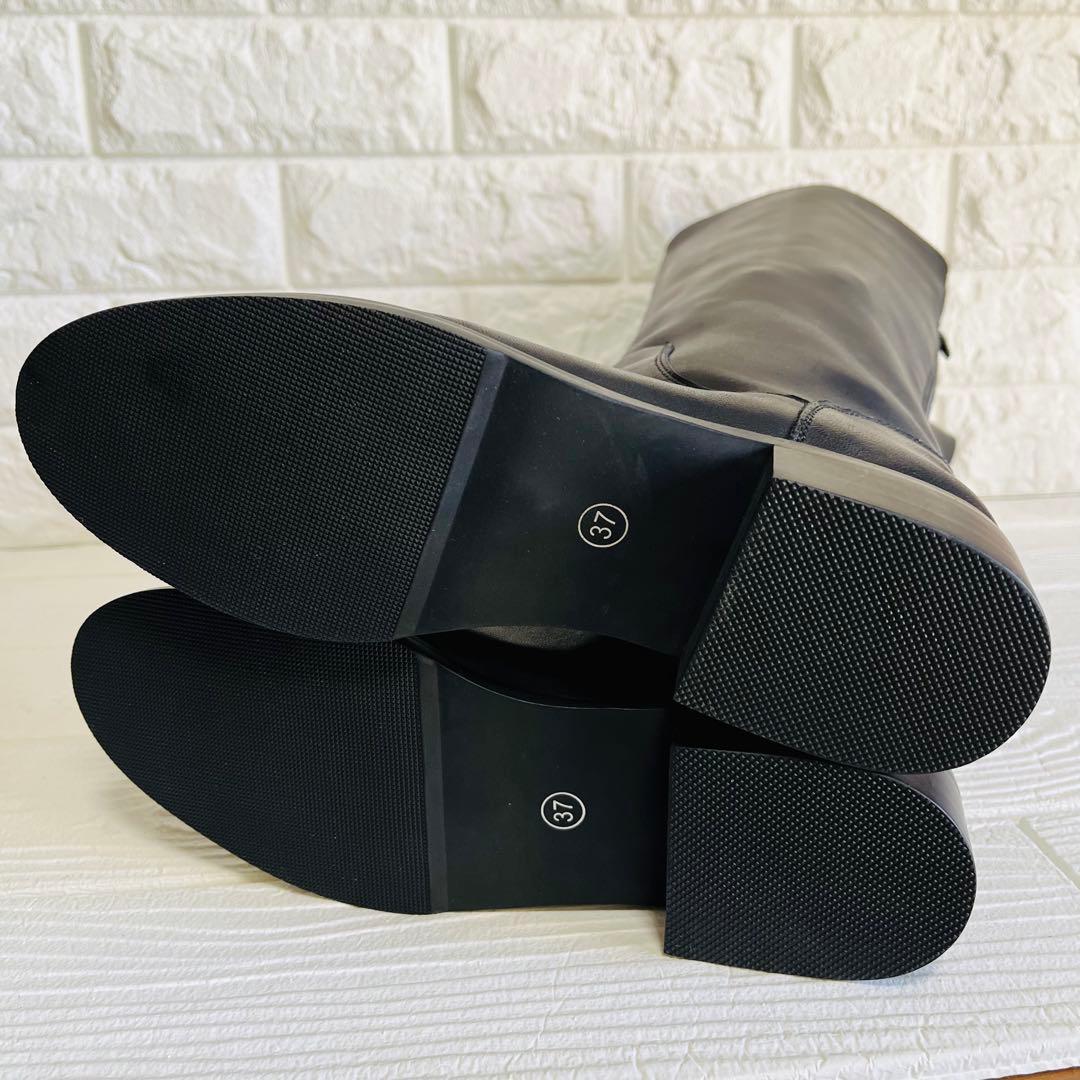 【極美品】REMME レザー ロングブーツ 黒 37 23.5 バックジップ