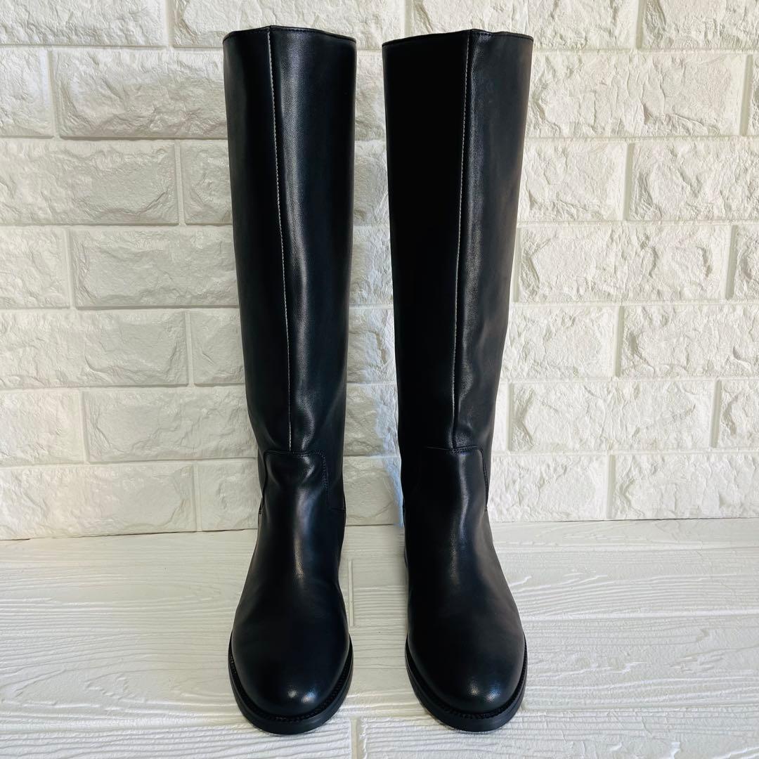 【極美品】REMME レザー ロングブーツ 黒 37 23.5 バックジップ