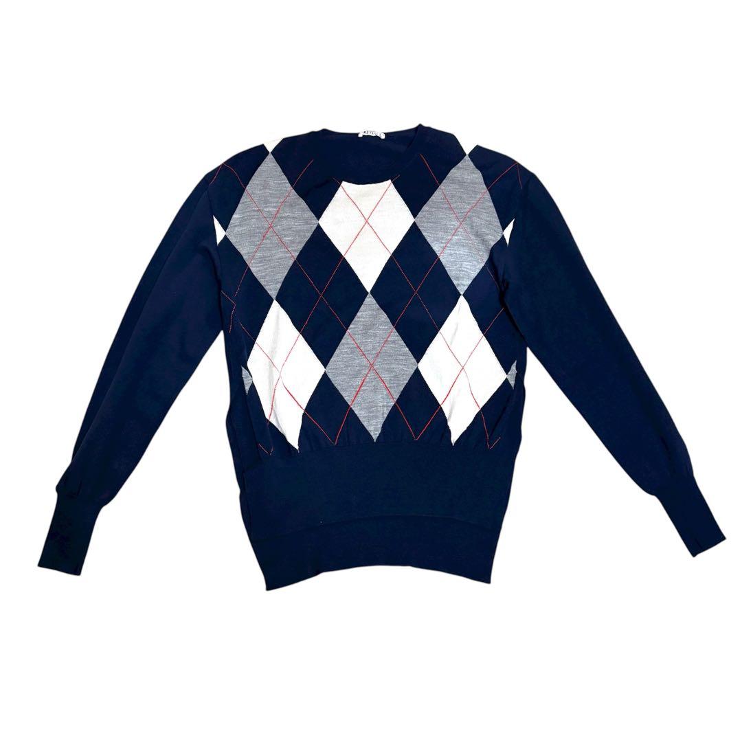 美品　セリーヌ　ニット　フィービー期　アーガイル柄　CELINE　ネイビー