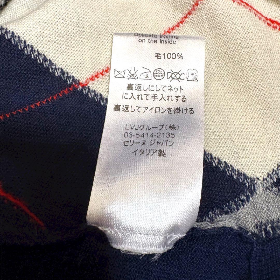 美品　セリーヌ　ニット　フィービー期　アーガイル柄　CELINE　ネイビー