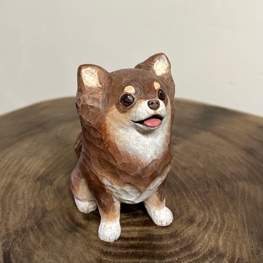 木彫りのチワワ(チョコ&タン)