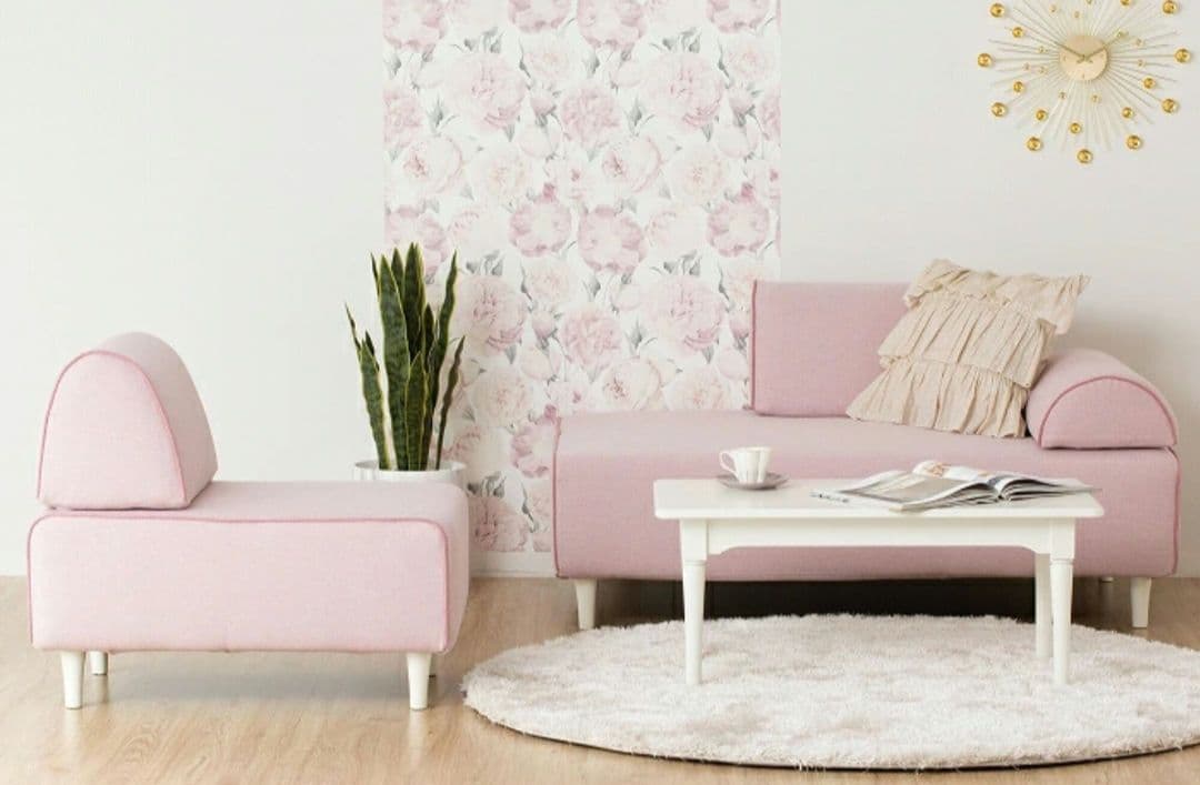 francfrancかわいいピンクソファ 背もたれ付き