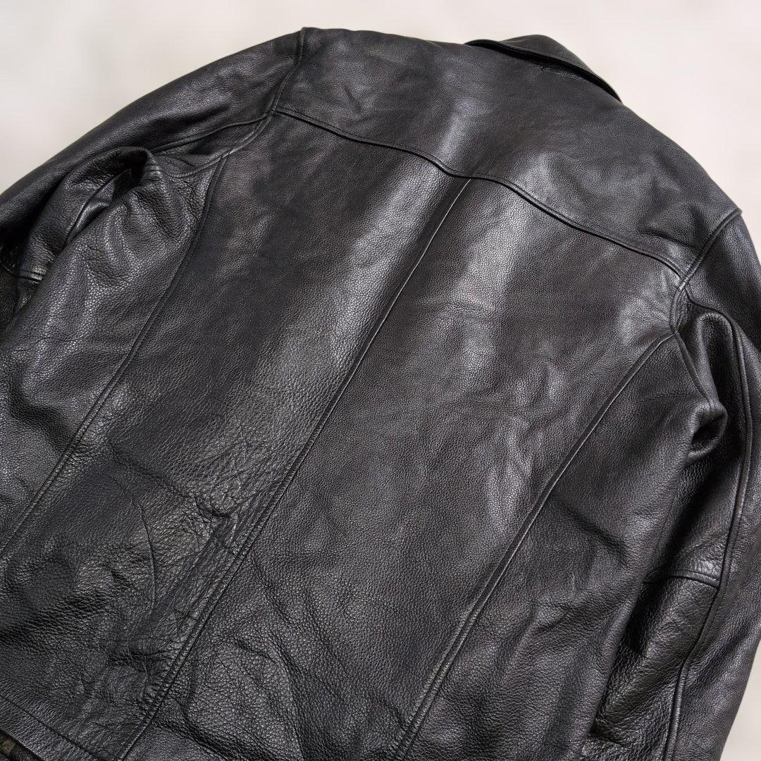 極上のシボ革★ヴィンテージ カーコート ライナー付 黒 実寸XL相当 超良品