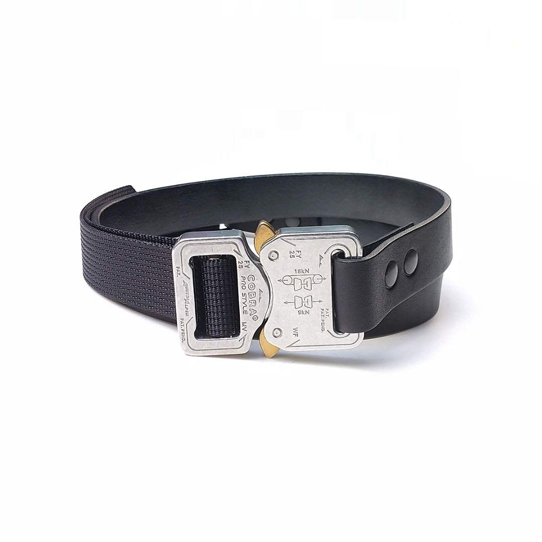 本田 レザー×ナイロン コブラバックルベルト ハンドメイド商品