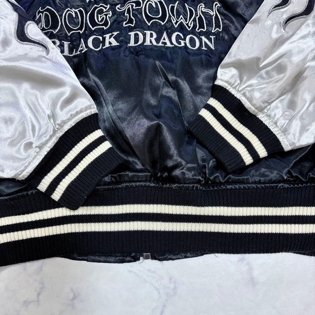 DOG TOWN ブラックドラゴン スカジャン 黒龍 刺繍 XL 中綿 サテン