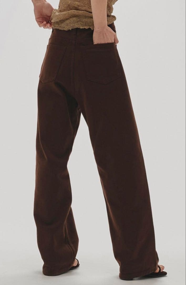 ブラウンデニムワイドパンツ