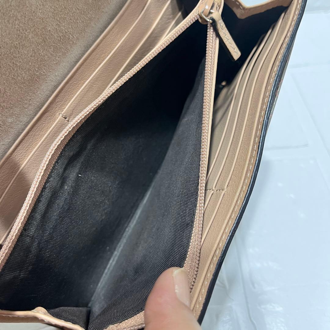 美品✨GUCCI レアカラー　マイクロシマ　GG柄 メタリックカーキ　エナメル