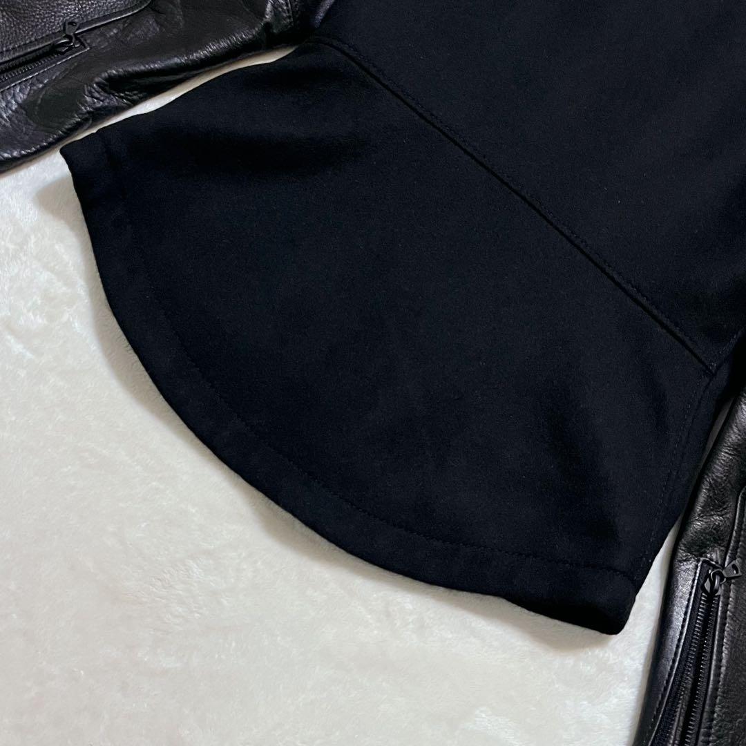 ヒステリックグラマー ワッペン スカルボタン 袖レザー スタジャン Pコート