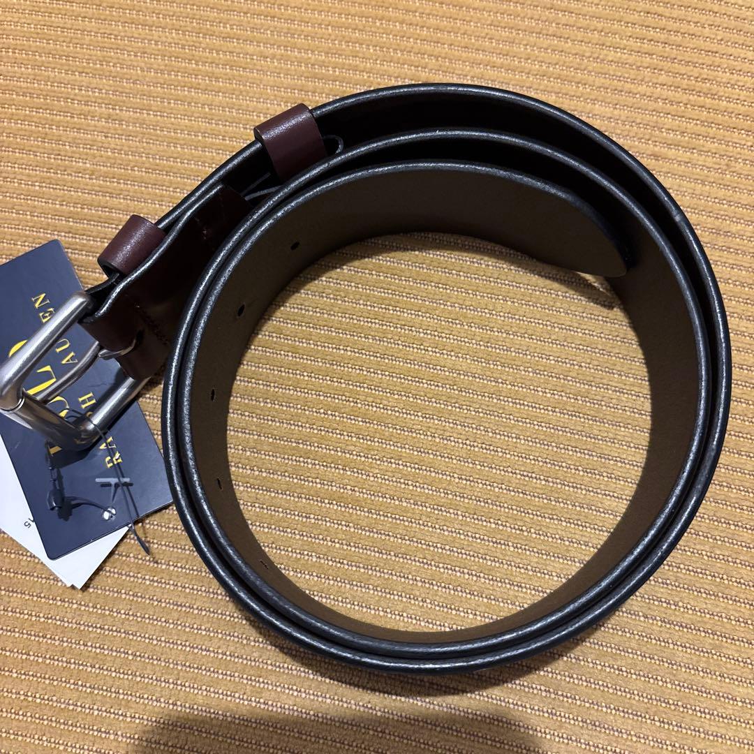 タグ付未使用 ポロラルフローレン 本革レザー 太ベルト ブラウン 34/85