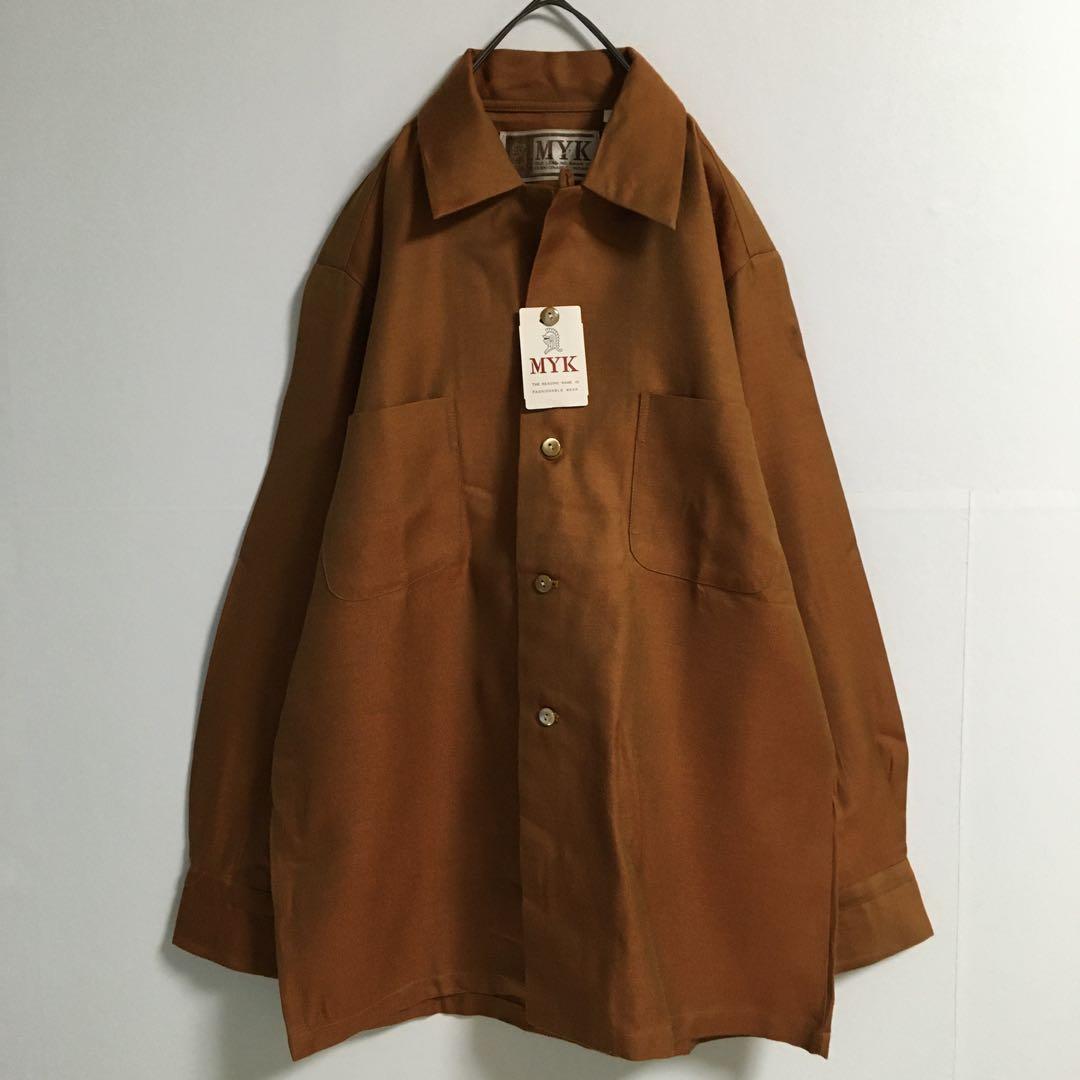 デッドストック 80s〜90s オープンカラーシャツ レアカラー シェルボタン