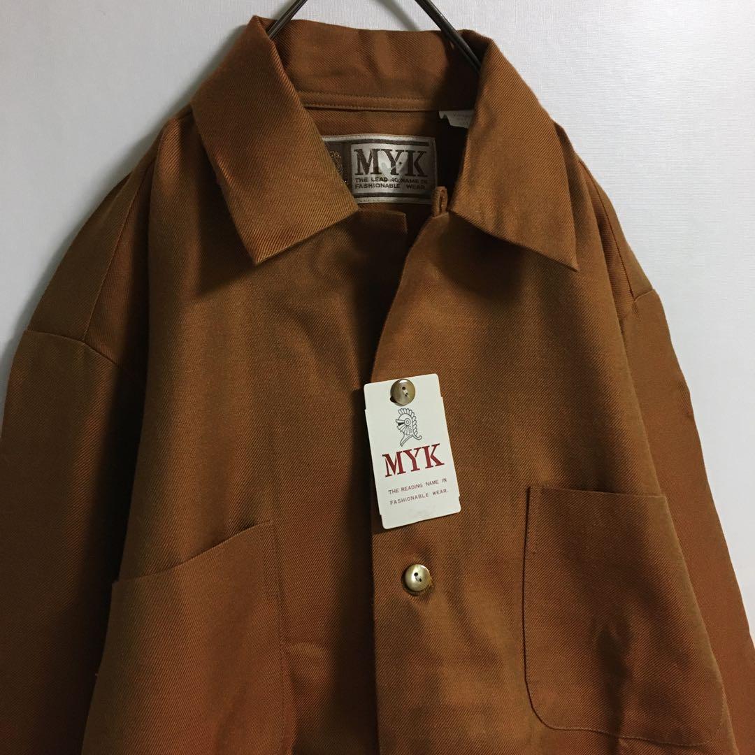 デッドストック 80s〜90s オープンカラーシャツ レアカラー シェルボタン