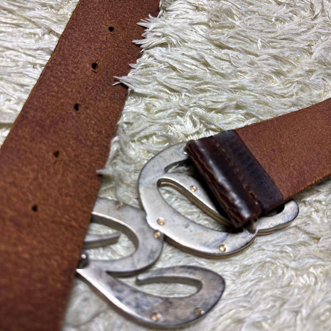 y2k 希少デザイン ドルチェ&ガッバーナ 本革レザー ベルト DG ロゴ