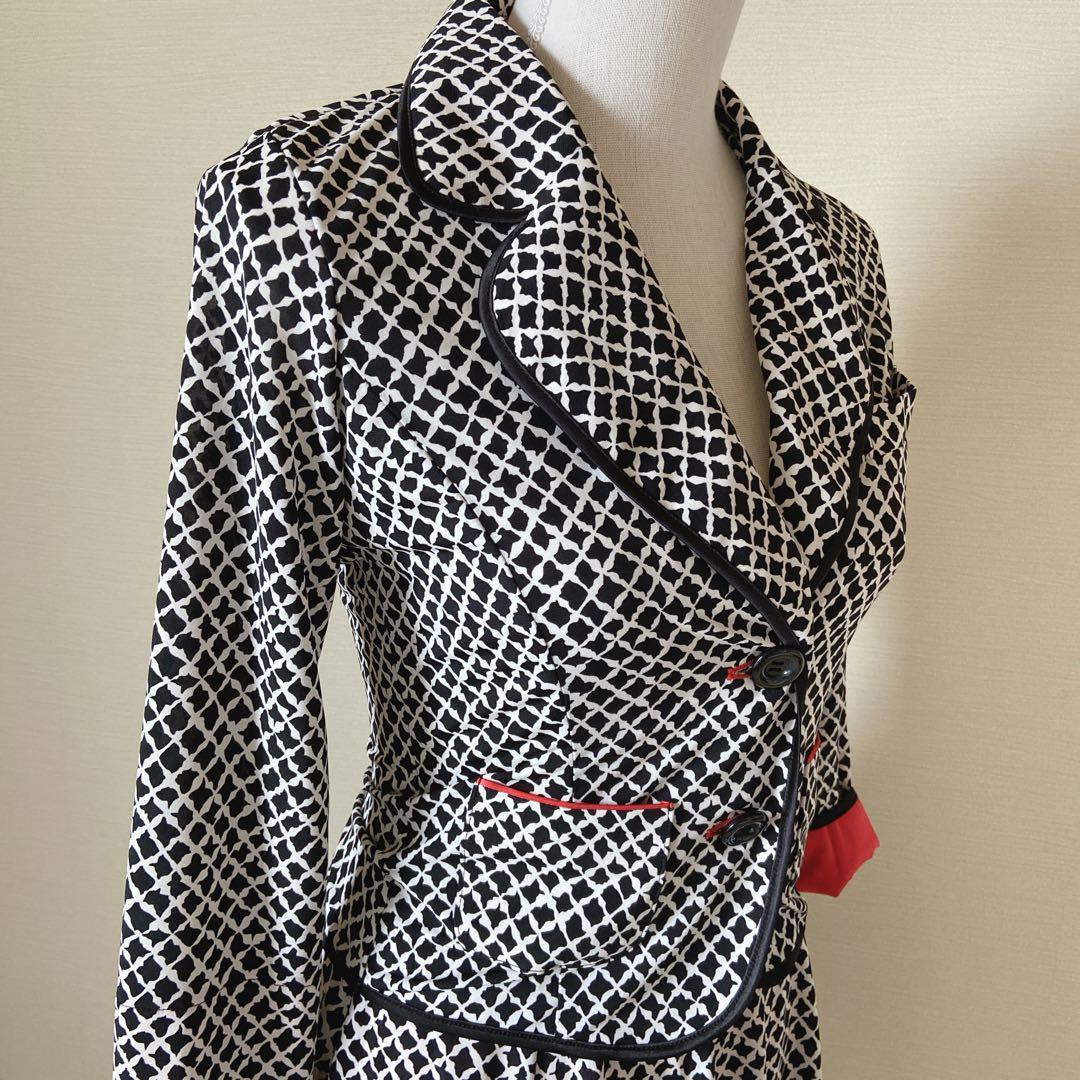 美品！レジィーナロマンティコ　スカートスーツ　チェック　黒白　36 ストレッチ