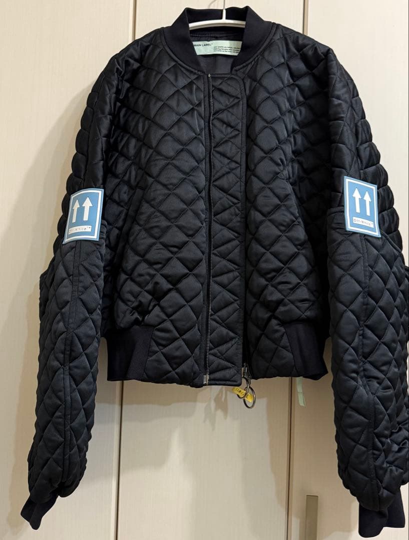 OFF-WHITE BOMBER BLACK ブラック ジャケット キルティング
