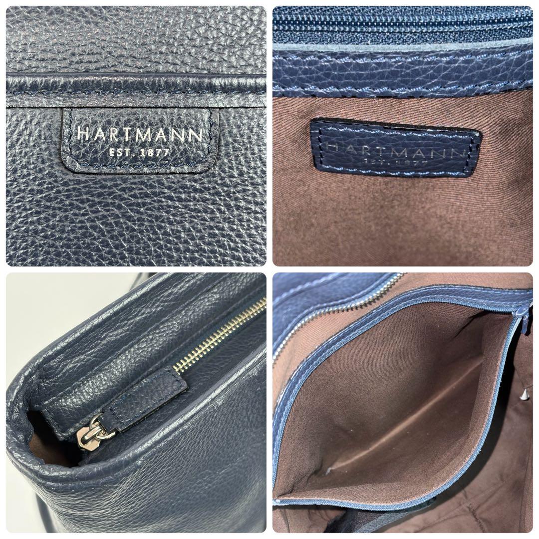 ハートマン オールレザー 肩掛け トートバッグ ビジネス A4収納 ロゴ 紺色