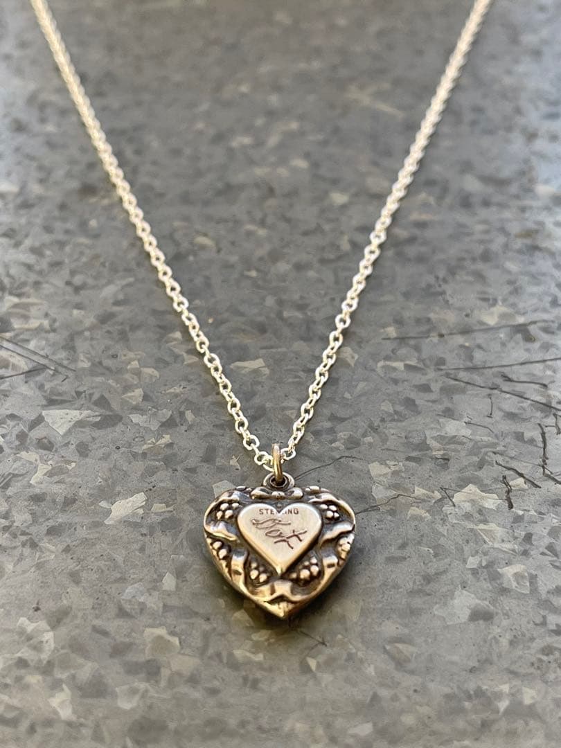 40's 勿忘草 スウィートハートジュエリー ヴィンテージネックレス シルバー