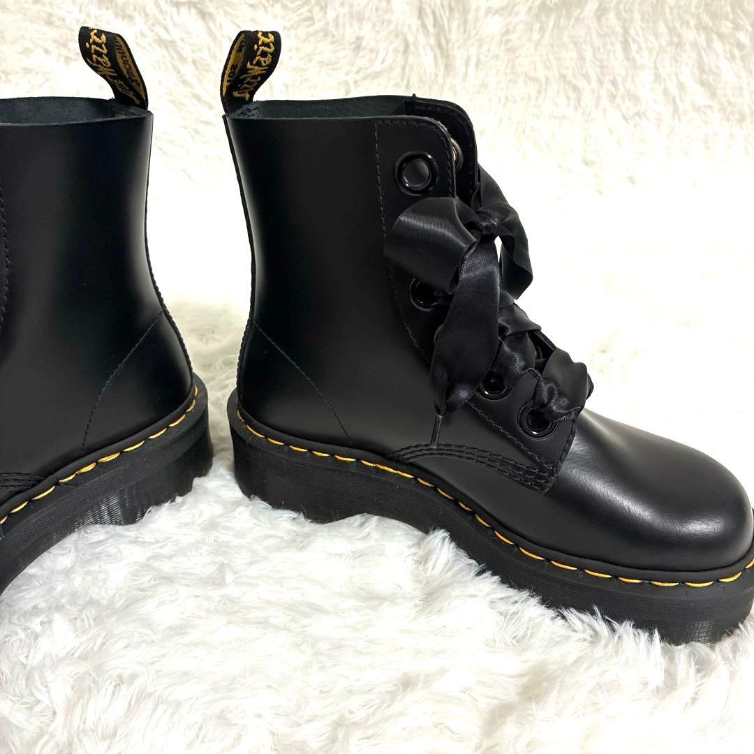 Dr.Martens ドクターマーチン 6ホール リボン ブラック レザー 厚底