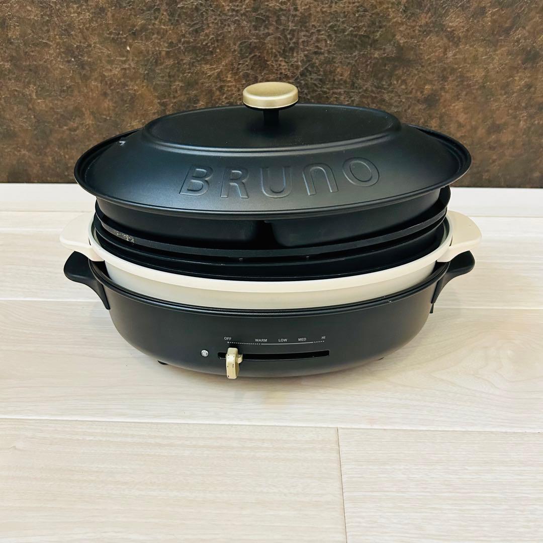 かりんママ様BRUNO　オーバルホットプレートBOE053　４種類のプレート、鍋