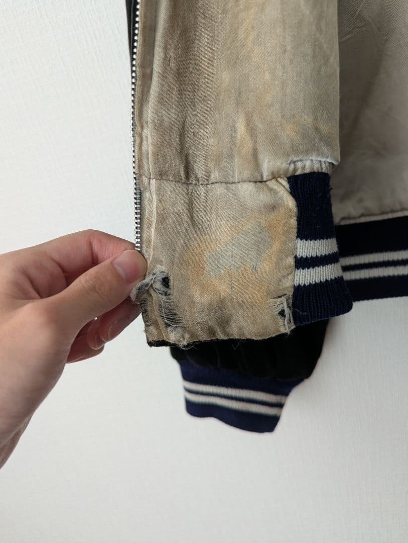 50s~60s スカジャン スーベニアジャケット 別珍 ベロア 黒 ブラック 鷲