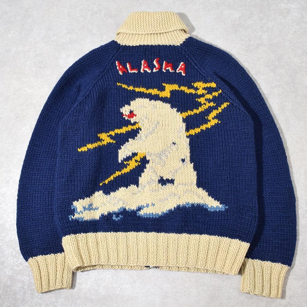 90s ALASKA カウチン ニット セーター S 古着 アメカジ ビンテージ