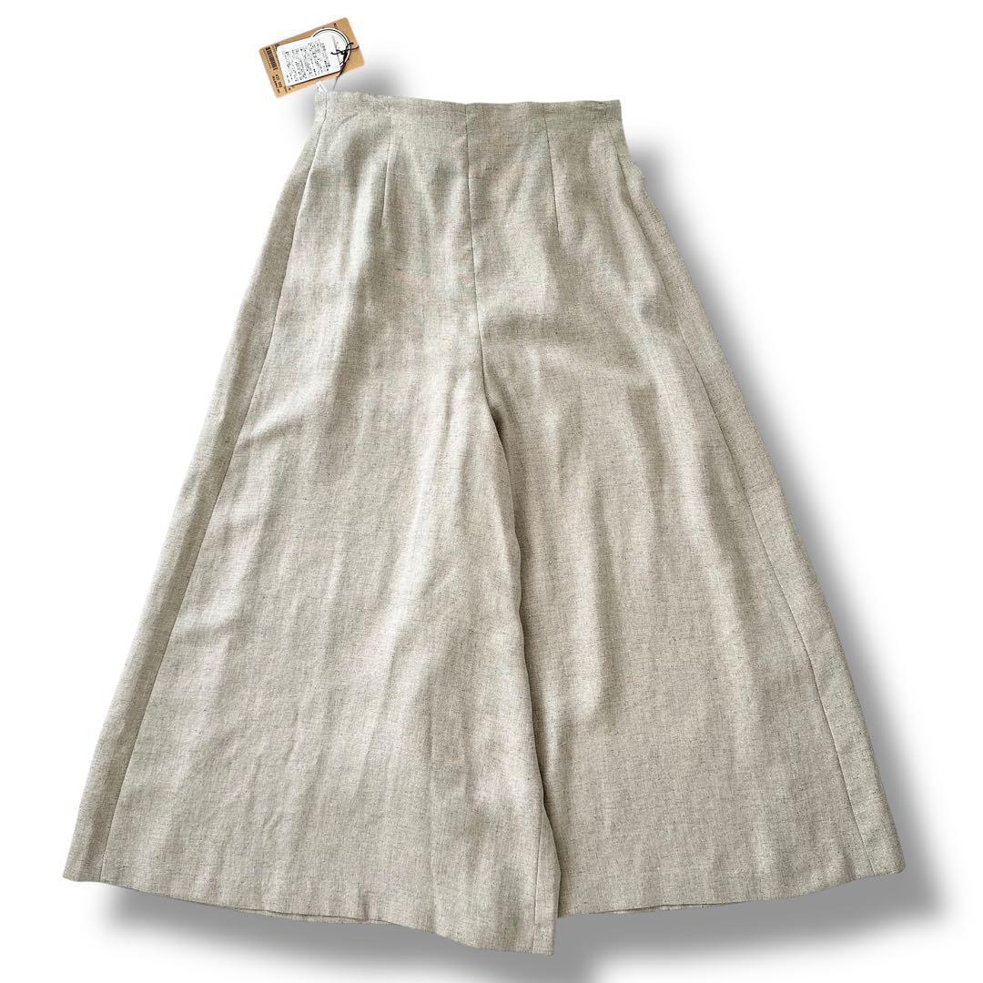 新品 ビアズリー 麻調合繊 前後パンツ 2way ガウチョ ベージュ F