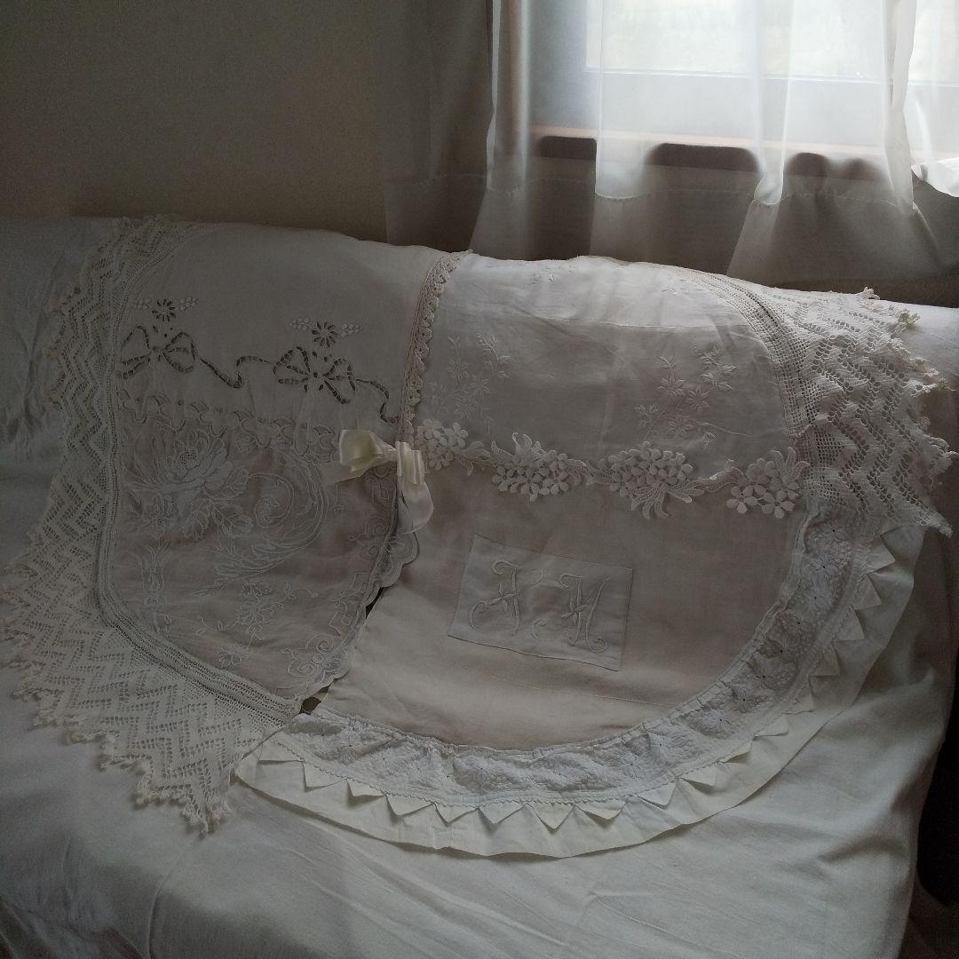 フランスアンティークレース 素材のツリースカート ラグ フリークロス