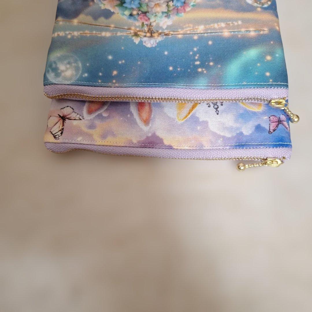 激レアねことうさぎパネル生地　ハンドメイド　ミニバック　フラットポーチ