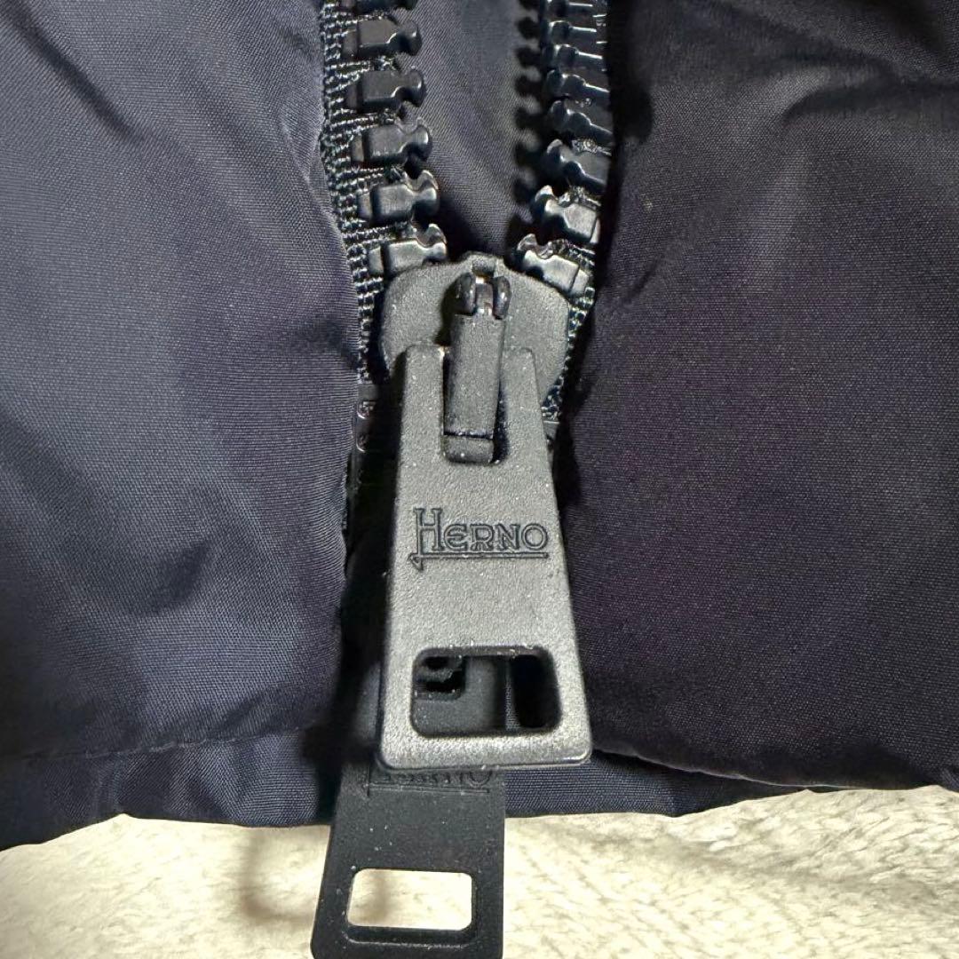 美品★HERNO★ヘルノ ロングダウンコート　ポーラテック リブ切替 紺 40