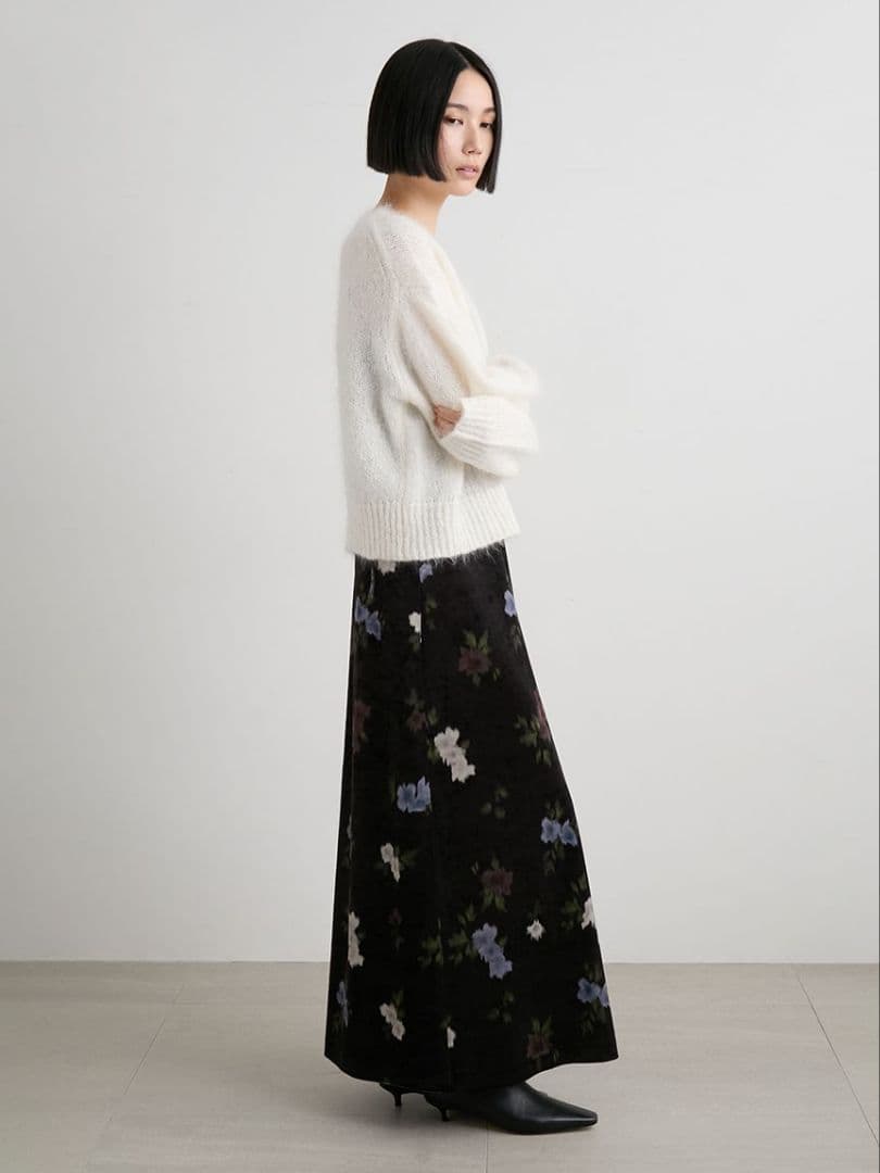 ※はるお※ミースロエ／ホリデーシャギーニットカーデ【WHT】新品・タグ付き