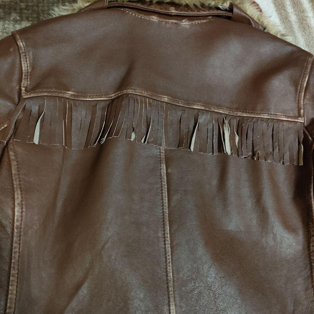 レアSchottボア襟現行タグ フリンジジャケットダメージ加工、交換可
