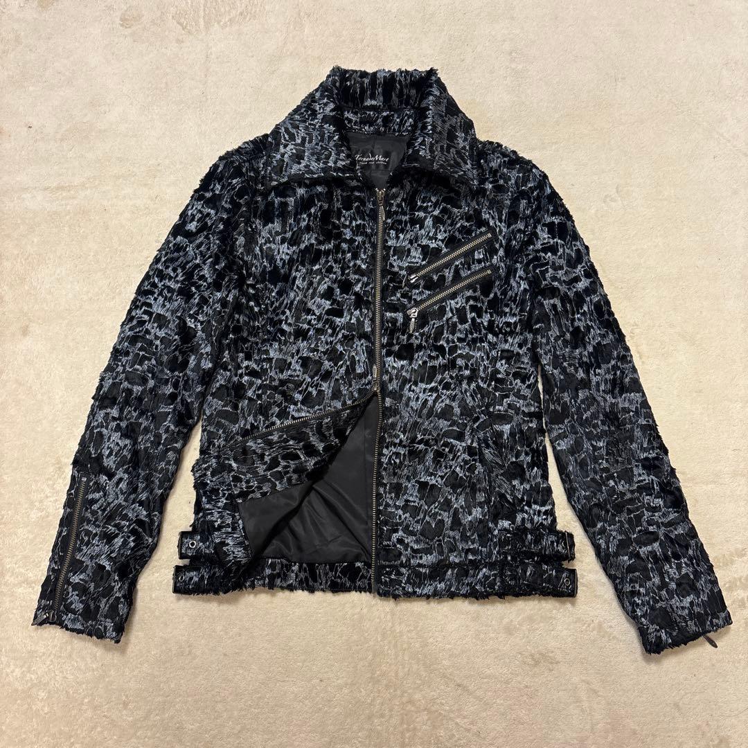 美品⭐️TORNADO MARTウェットルック シールライダースブルゾンジャケット