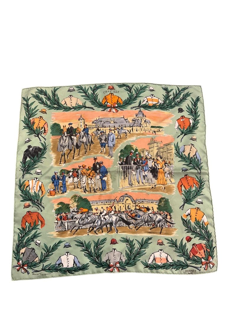 HERMES 競馬テーマ シルクスカーフ