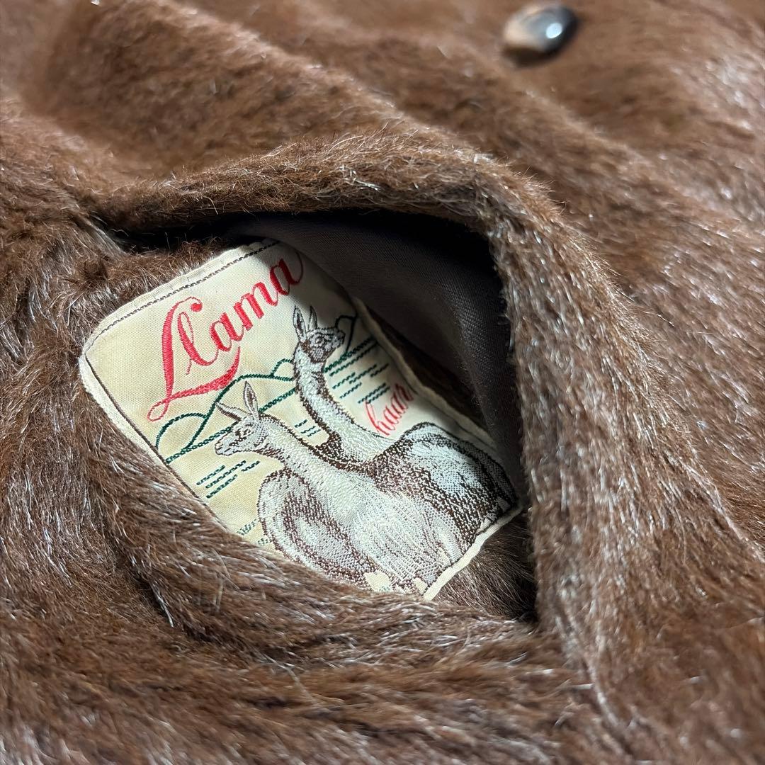 60s Lama far wool reversible coat ウール