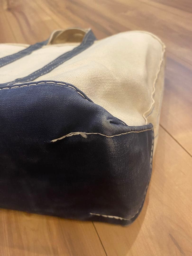 80s エルエルビーン　トートバッグ　2色ギザタグ　ネイビー　フェード　M