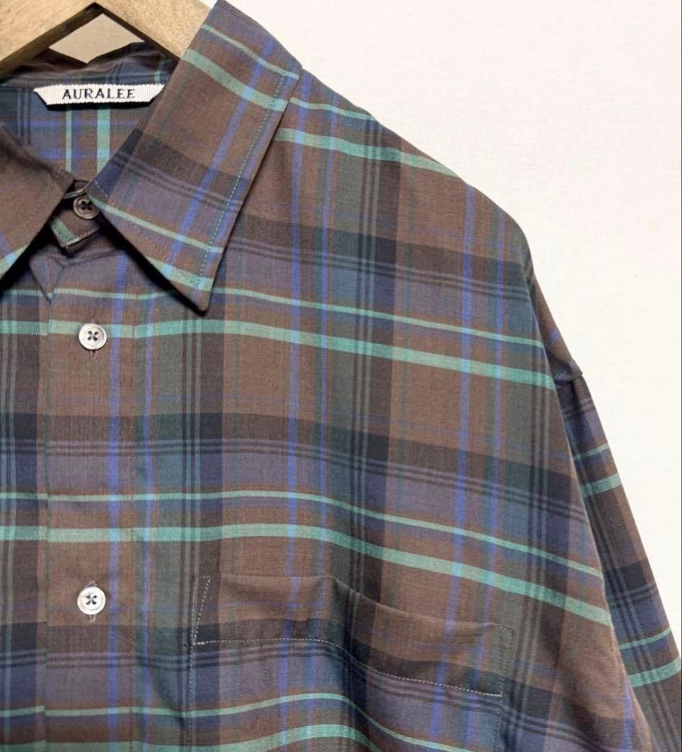 サイズ5 AURALEE スーパーライトウールチェックシャツ