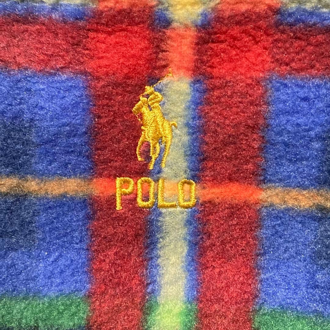 新品タグ付き ポロ ラルフローレン ウエストバッグ フリース チェック 刺繍ロゴ